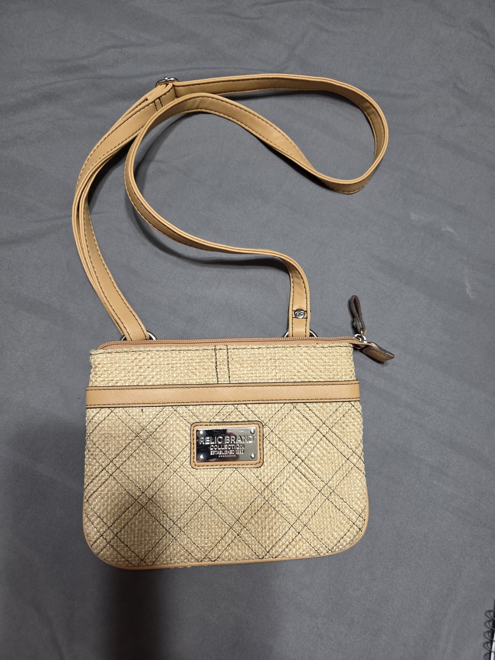 Relic Beige Tan Woven Crossbody Bag